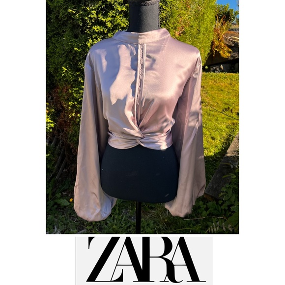 Zara Tops - Zara bell sleeve silky blouse size L